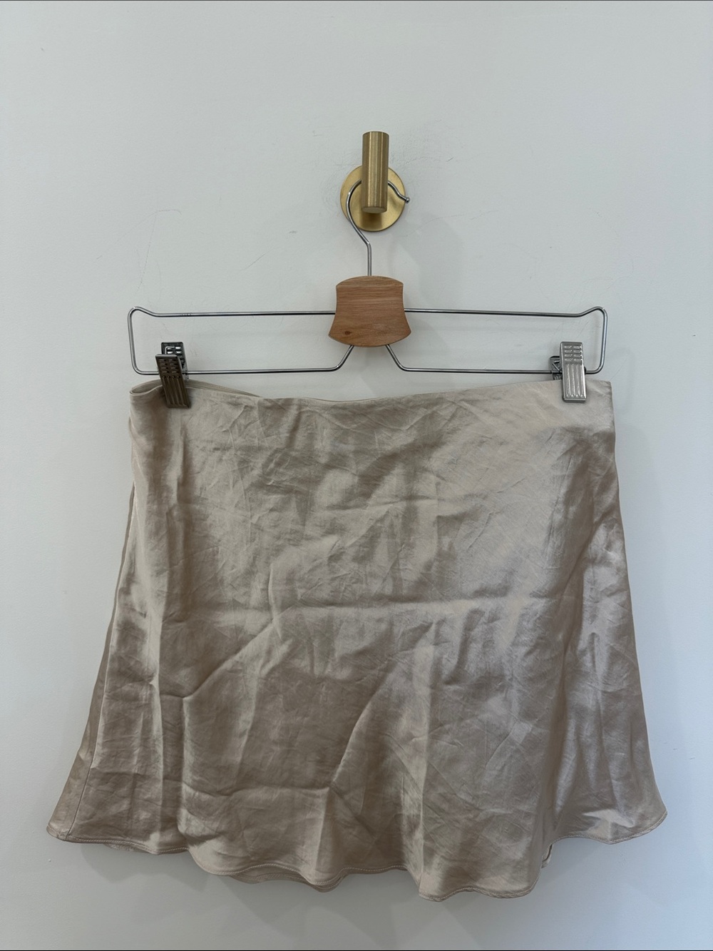 Babaton Satin Circle Skirt in Light Beige